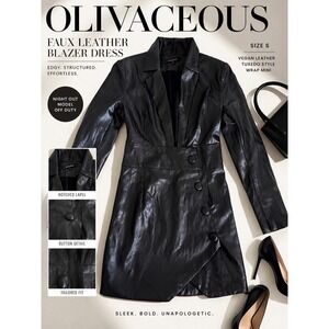 olivaceous leather dress faux leather fit & flare tank dress Black / Medium